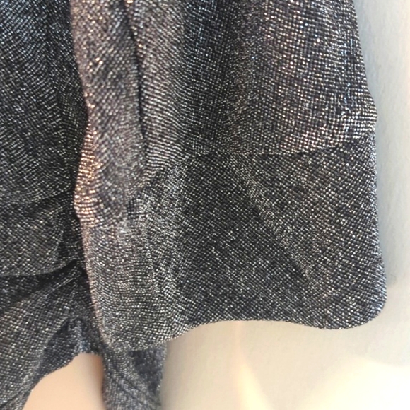 Velvet by Graham & Spencer Silver Metallic Sparkly Dolman Split Sleeve Top - Picture 10 of 15